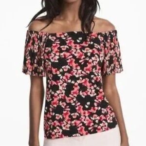 White House Black Market Black cherry Blossoms Top